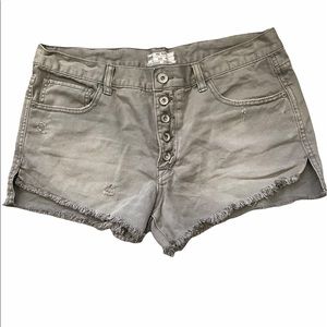 Free People Military Green Distressed Shorts